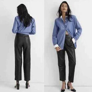 NWT J. Crew Collection Kate straight-leg Genuine Leather Pants, Black, Size 10